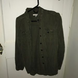 dark green button down